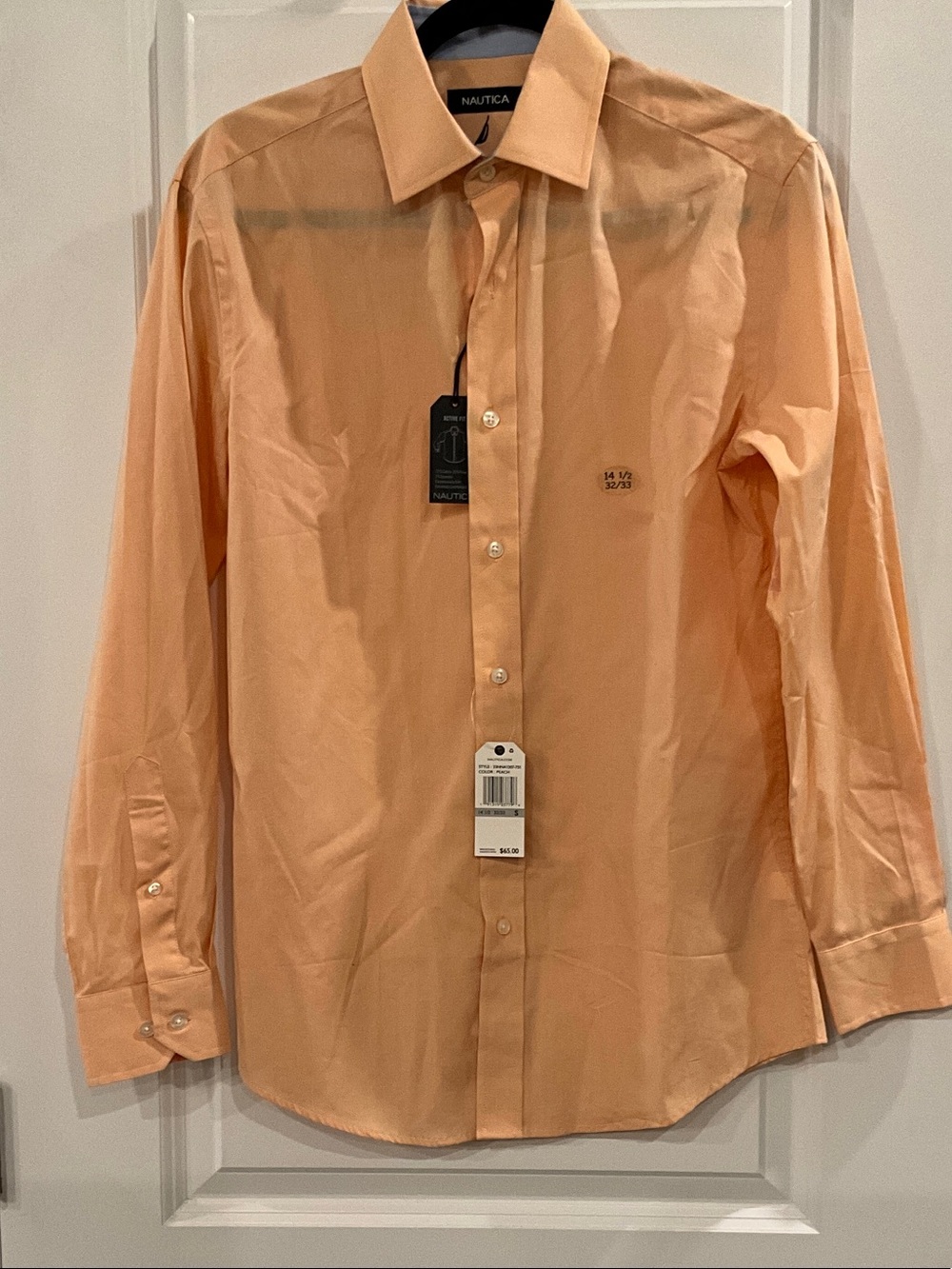 Nautica Men's Long-Sleeve Dress Shirt - Light Peach NWT